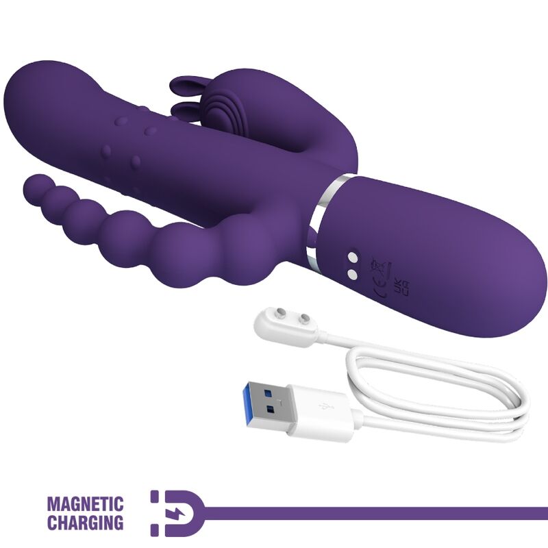 PRETTY LOVE - CAMMY VIBRATORE TRIPLO MULTIFUNZIONE 4 IN 1 VIOLA - PRETTY LOVE FLIRTATION | Lingerie Harness Boutique