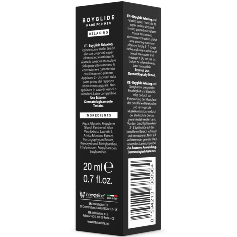 INTIMATELINE - BOYGLIDE SPRAY RILASSANTE ANALE 20 ML - INTIMATELINE BOYGLIDE | Lingerie Harness Boutique