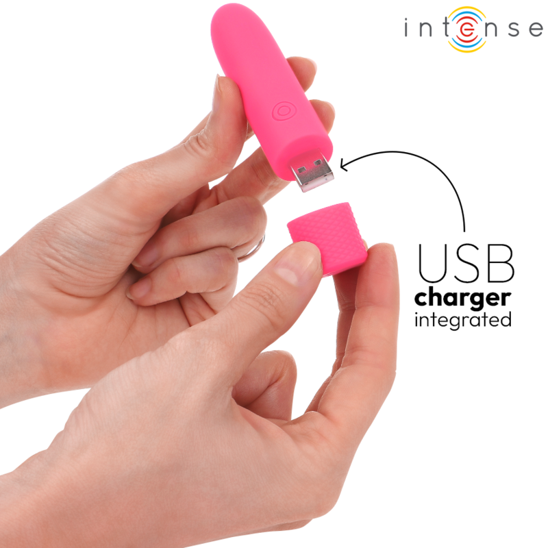INTENSE - SYMONE USB RICARICABILE VIBRANTE BULLET 8 VIBRAZIONI ROSA 10 X 2,2 CM - INTENSE FUN | Lingerie Harness Boutique