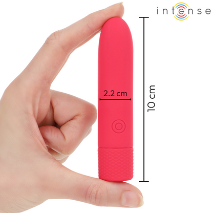 INTENSE - SYMONE PROIETTILE VIBRANTE RICARICABILE USB 8 VIBRAZIONI ROSSO 10 X 2,2 CM - INTENSE FUN | Lingerie Harness Boutique