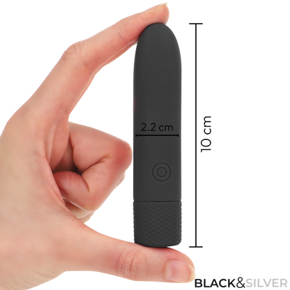 BLACK & SILVER - GERI USB RICARICABILE VIBRANTE BULLET 8 VIBRAZIONI NERO 10 X 2,2 CM - BLACK&SILVER | Lingerie Harness Boutique