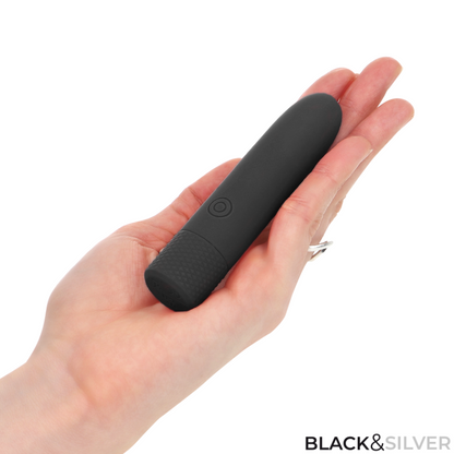 BLACK & SILVER - GERI USB RICARICABILE VIBRANTE BULLET 8 VIBRAZIONI NERO 10 X 2,2 CM - BLACK&SILVER | Lingerie Harness Boutique