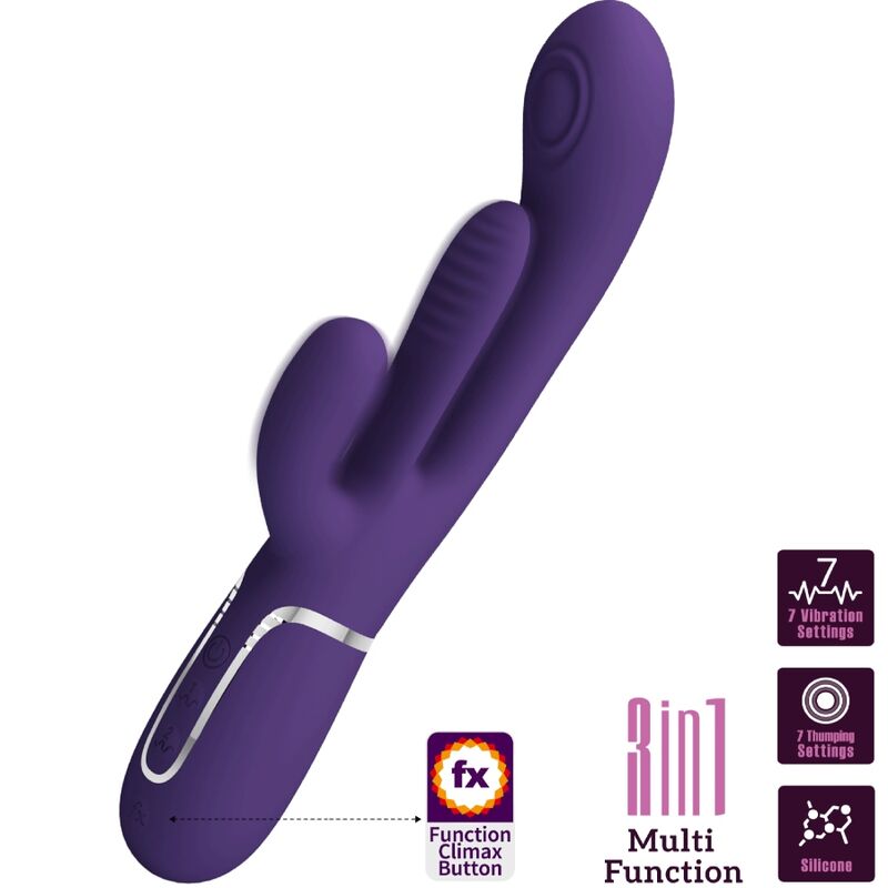 PRETTY LOVE - SHANIA VIBRATORE TRIPLO CONIGLIO MULTIFUNZIONE VIOLA - PRETTY LOVE | Lingerie Harness Boutique