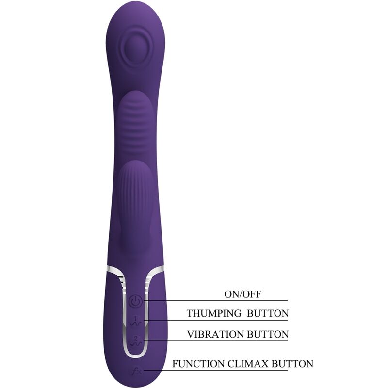 PRETTY LOVE - SHANIA VIBRATORE TRIPLO CONIGLIO MULTIFUNZIONE VIOLA - PRETTY LOVE | Lingerie Harness Boutique