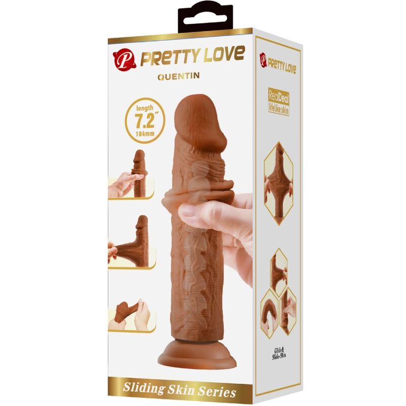 PRETTY LOVE - QUENTIN DILDO REALISTICO 18 CM MARRONE - PRETTY LOVE | Lingerie Harness Boutique