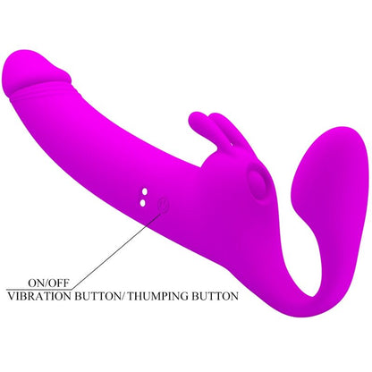 PRETTY LOVE - ZANINI STRAPLESS STRAP-ON 10 VIBRAZIONI VIOLA - PRETTY LOVE | Lingerie Harness Boutique