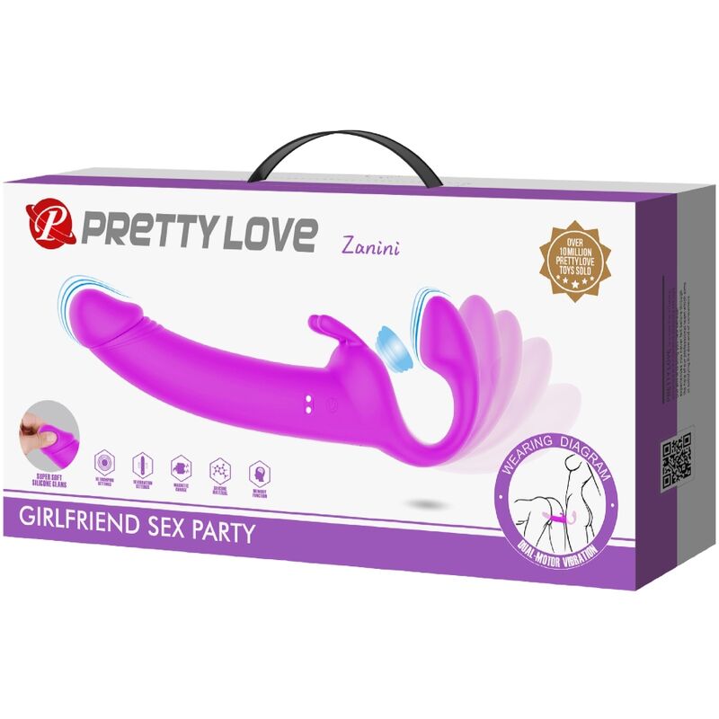 PRETTY LOVE - ZANINI STRAPLESS STRAP-ON 10 VIBRAZIONI VIOLA - PRETTY LOVE | Lingerie Harness Boutique