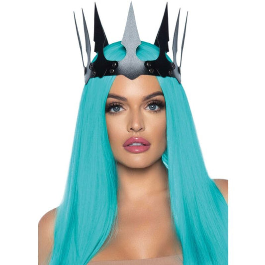 LEG AVENUE - CORONA MALEFICENT IN PELLE SINTETICA CON BORCHIE NERA - LEG AVENUE ACCESSORIES | Lingerie Harness Boutique
