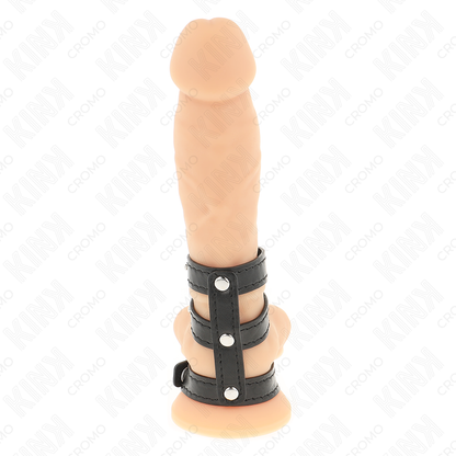 KINK - ANELLO PER PENE IN PELLE TRIPLA CON CHIUSURA A PRESSIONE - KINK RING POWER | Lingerie Harness Boutique