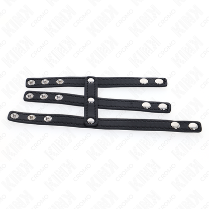 KINK - ANELLO PER PENE IN PELLE TRIPLA CON CHIUSURA A PRESSIONE - KINK RING POWER | Lingerie Harness Boutique