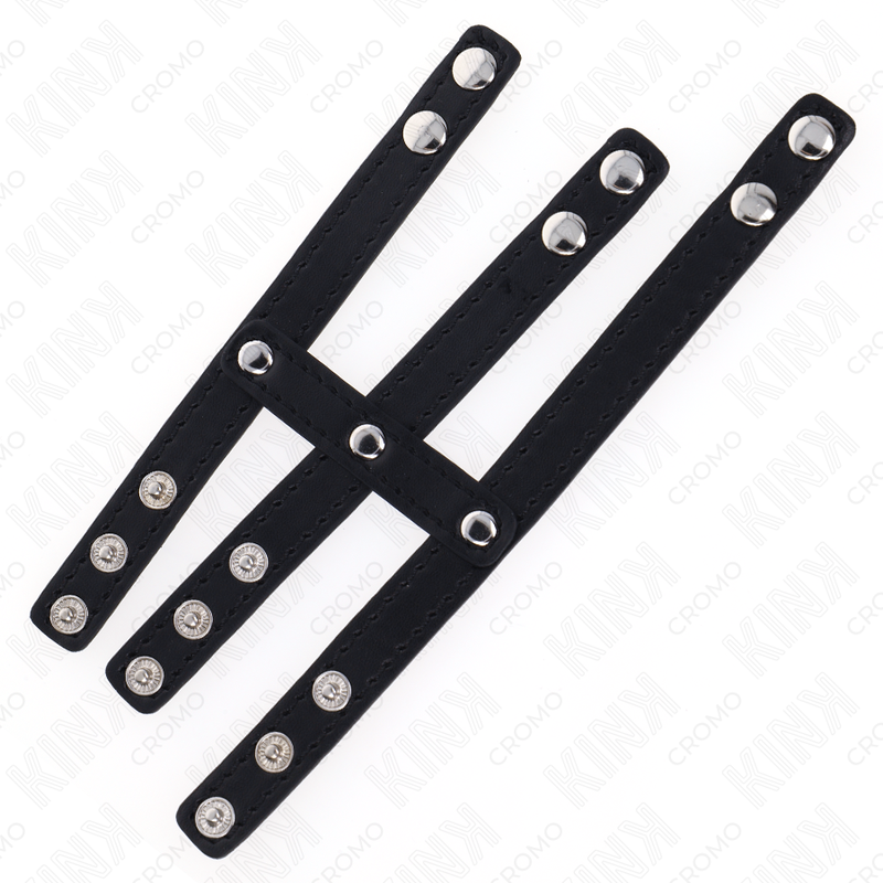 KINK - ANELLO PER PENE IN PELLE TRIPLA CON CHIUSURA A PRESSIONE - KINK RING POWER | Lingerie Harness Boutique