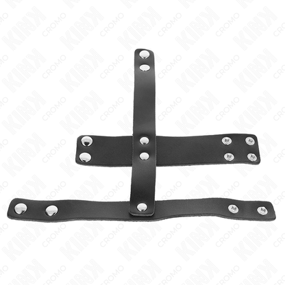 KINK - ANELLO PER GABBIA PER PENE IN PELLE CON DIVISORE PER PALLINE REGOLABILE - KINK RING POWER | Lingerie Harness Boutique