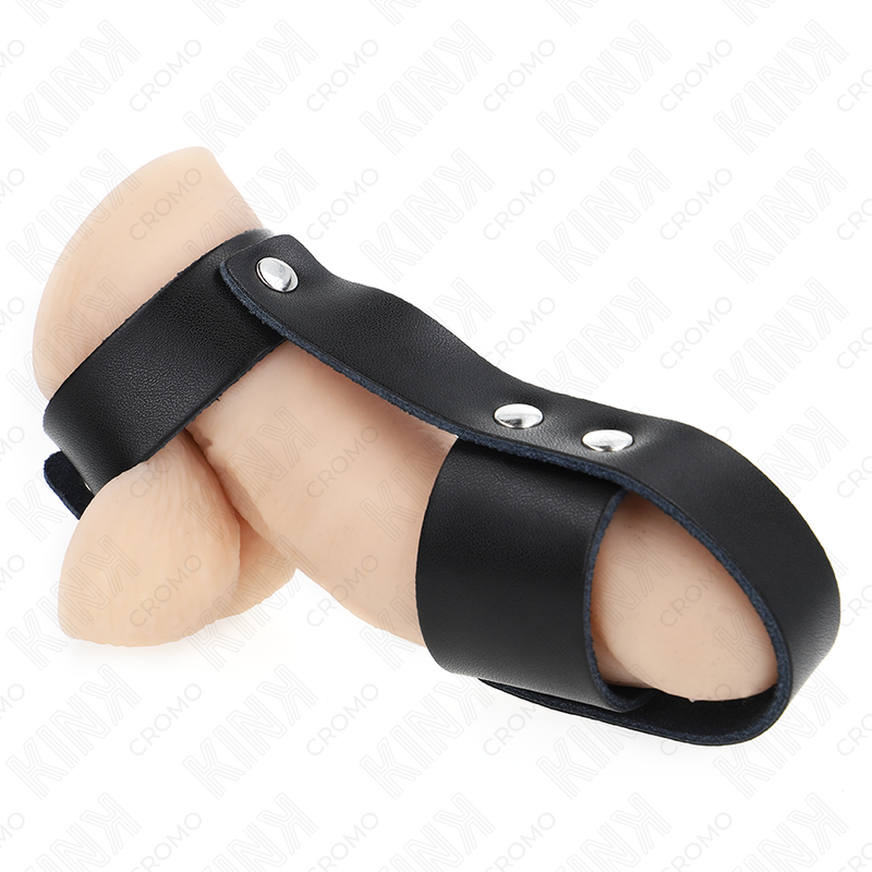 KINK - ANELLO PER GABBIA PER PENE IN PELLE CON DIVISORE PER PALLINE REGOLABILE - KINK RING POWER | Lingerie Harness Boutique