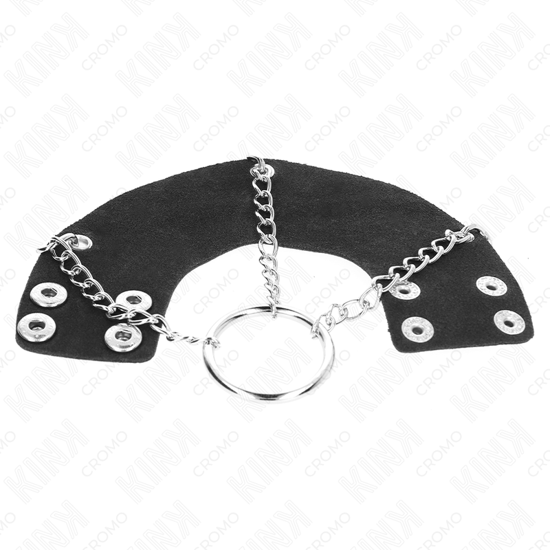 KINK - ANELLO PER PENE CATENA 4 CM METALLO 7 CM CON CINTURA IN PELLE - KINK RING POWER | Lingerie Harness Boutique