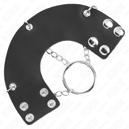 KINK - ANELLO PER PENE CATENA 4 CM METALLO 7 CM CON CINTURA IN PELLE - KINK RING POWER | Lingerie Harness Boutique