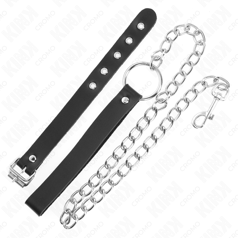 KINK - ANELLO PER PENE IN PELLE CON CINGHIA 21,5 X 2 CM E CATENA IN METALLO 60 CM - KINK RING POWER | Lingerie Harness Boutique