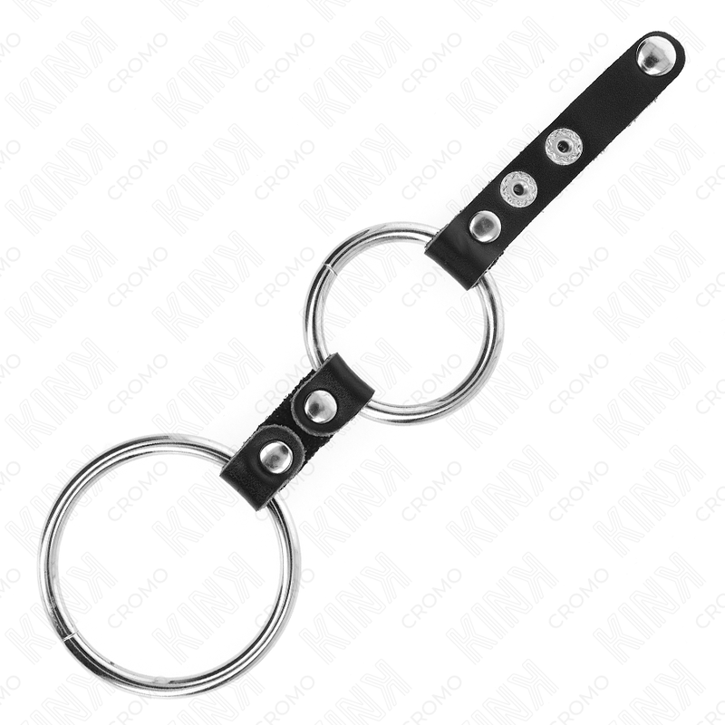 KINK - DOPPIO ANELLO PER PENE DA 3,8 CM A 5 CM COLLEGATO DA PELLE - KINK RING POWER | Lingerie Harness Boutique