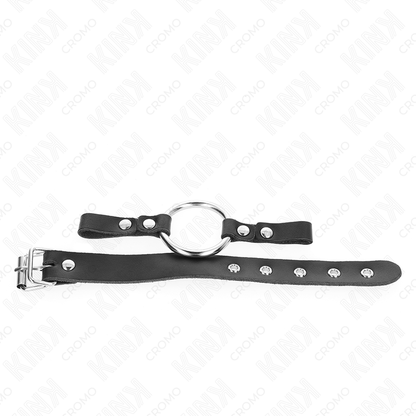 KINK - ANELLO PER PENE IN PELLE CON CHIUSURA A FIBBIA 22 X 2 CM CON ANELLO IN METALLO 4 CM - KINK RING POWER | Lingerie Harness Boutique