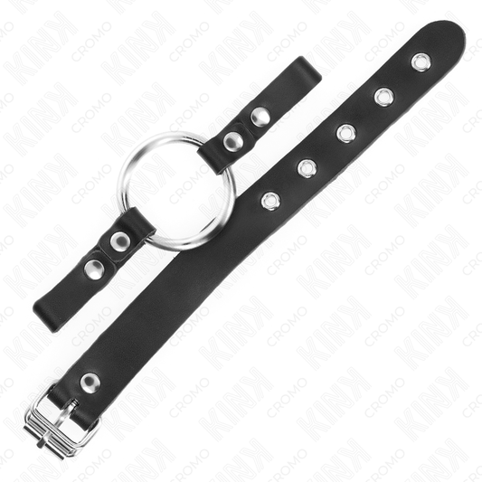 KINK - ANELLO PER PENE IN PELLE CON CHIUSURA A FIBBIA 22 X 2 CM CON ANELLO IN METALLO 4 CM - KINK RING POWER | Lingerie Harness Boutique