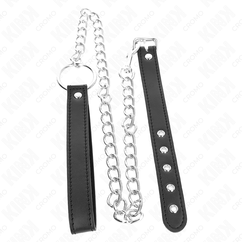 KINK - ANELLO PER PENE IN PELLE 21,5 X 2 CM CON CATENA IN METALLO DA 60 CM E CINTURINO IN PELLE - KINK RING POWER | Lingerie Harness Boutique
