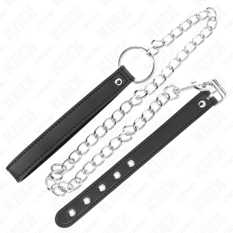 KINK - ANELLO PER PENE IN PELLE 21,5 X 2 CM CON CATENA IN METALLO DA 60 CM E CINTURINO IN PELLE - KINK RING POWER | Lingerie Harness Boutique