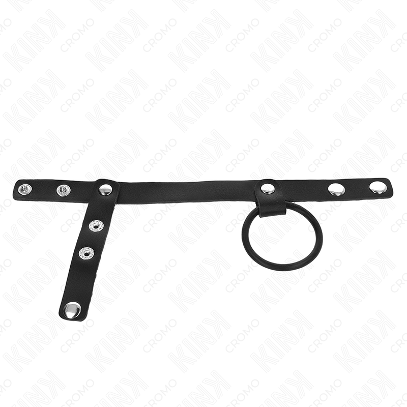 KINK - ANELLO PER PENE IN SILICONE 3,8 CM CON DIVISORE PER PALLINE E CINTURINO IN PELLE 22 X 1,5 CM - KINK RING POWER | Lingerie Harness Boutique