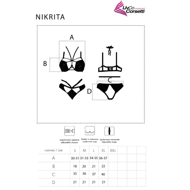 LIVCO CORSETTI FASHION - NIKRITA LC 90647 REGGISENO + SLIP NERO S - LIVCO CORSETTI SETS | Lingerie Harness Boutique