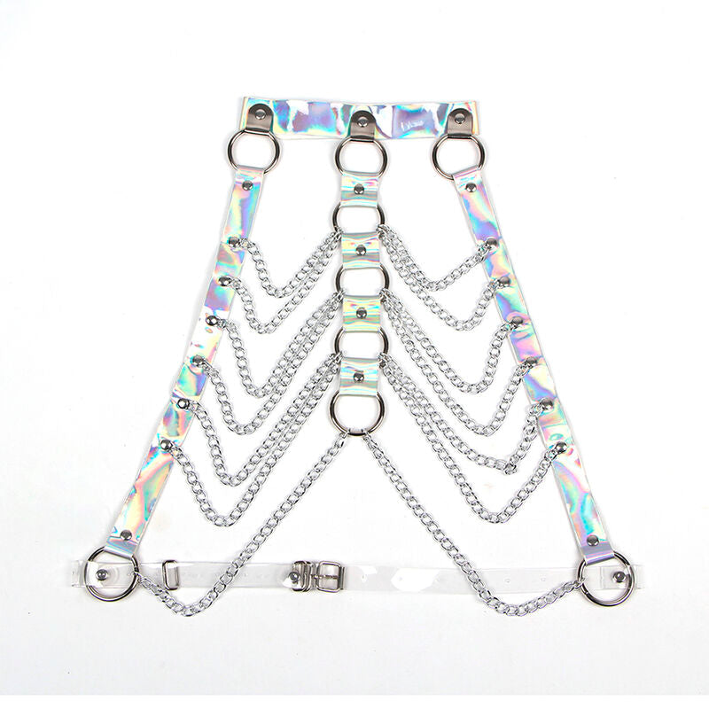 SUBBLIME - 953737 IMBRACATURA PETTORALE CON ANELLI E CATENE ARGENTO TAGLIA UNICA - SUBBLIME FETISH | Lingerie Harness Boutique