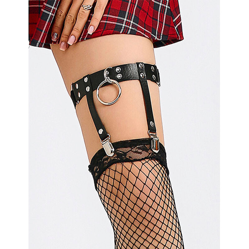 SUBBLIME - 953744 GIARRETRELLA PUNK IN PELLE REGOLABILE NERA TAGLIA UNICA - SUBBLIME FETISH | Lingerie Harness Boutique
