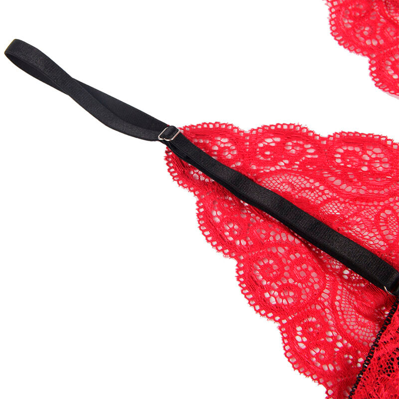 SUBBLIME - 953898 CAMICIA DA NOTTE IN SETA E PIZZO + SLIP ROSSO S/M - SUBBLIME SETS | Lingerie Harness Boutique