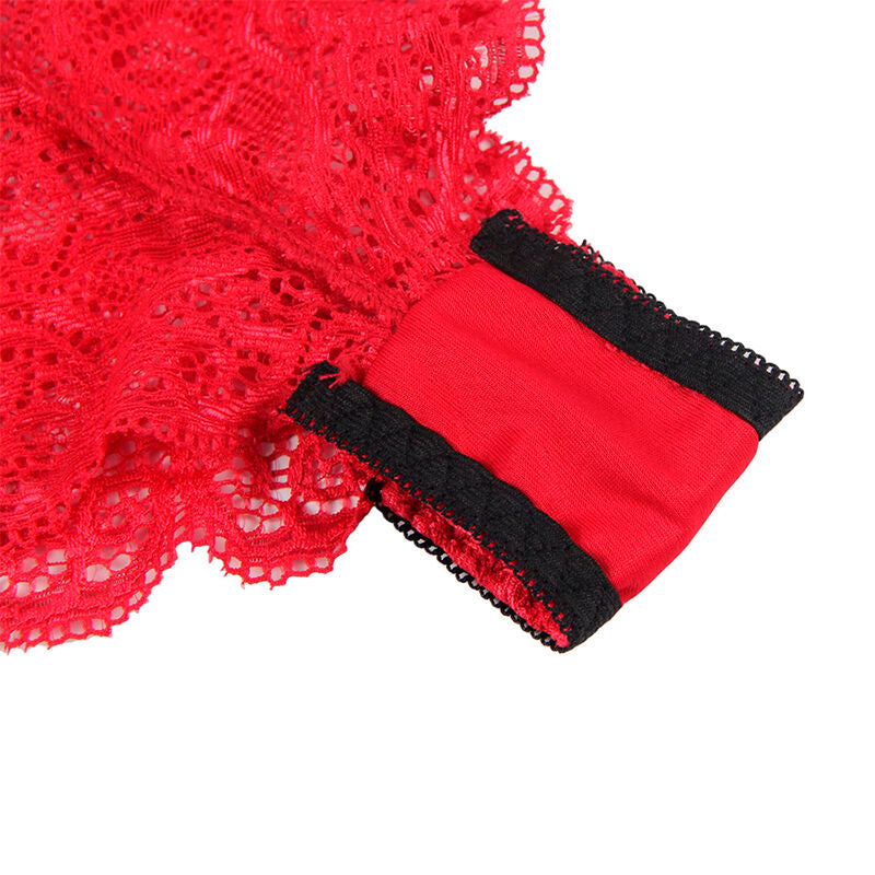 SUBBLIME - 953898 CAMICIA DA NOTTE IN SETA E PIZZO + SLIP ROSSO S/M - SUBBLIME SETS | Lingerie Harness Boutique