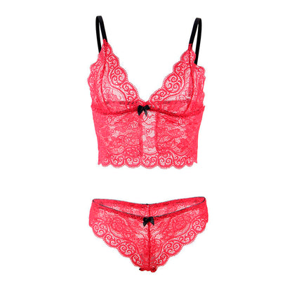 SUBBLIME - 953904 CAMICIA DA NOTTE IN SETA E PIZZO + SLIP ROSSO L/XL - SUBBLIME SETS | Lingerie Harness Boutique