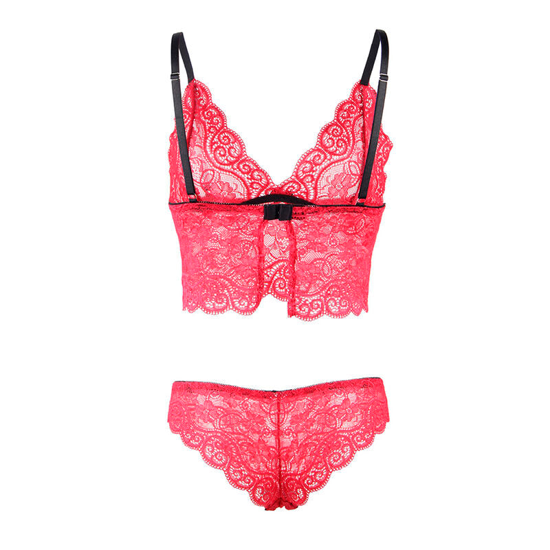 SUBBLIME - 953904 CAMICIA DA NOTTE IN SETA E PIZZO + SLIP ROSSO L/XL - SUBBLIME SETS | Lingerie Harness Boutique