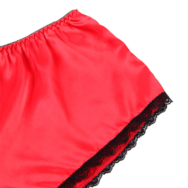 SUBBLIME - 953904 CAMICIA DA NOTTE IN SETA E PIZZO + SLIP ROSSO L/XL - SUBBLIME SETS | Lingerie Harness Boutique