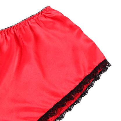 SUBBLIME - 953904 CAMICIA DA NOTTE IN SETA E PIZZO + SLIP ROSSO L/XL - SUBBLIME SETS | Lingerie Harness Boutique