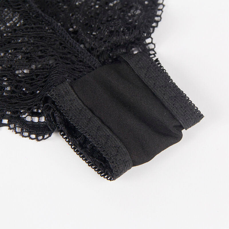 SUBBLIME - 953911 CAMICIA DA NOTTE IN SETA E PIZZO + SLIP NERO S/M - SUBBLIME SETS | Lingerie Harness Boutique