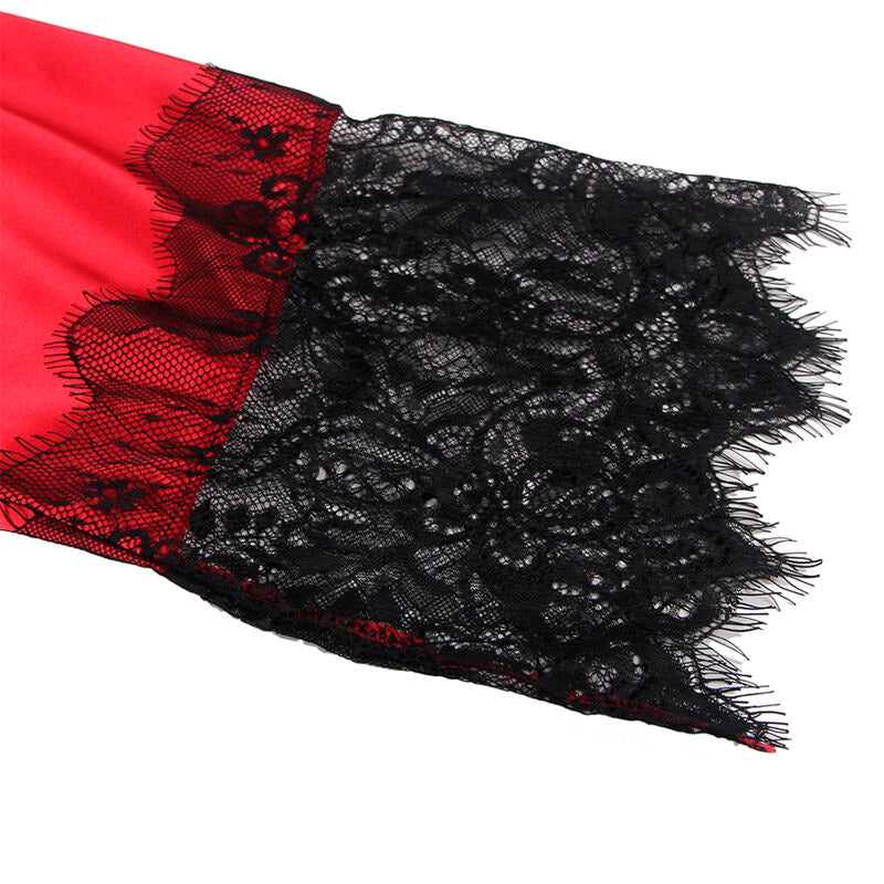 SUBBLIME - 954024 CANOTTIERA CON SCHIENA TRASPARENTE IN PIZZO + PERIZOMA ROSSO/NERO L/XL - SUBBLIME SETS | Lingerie Harness Boutique