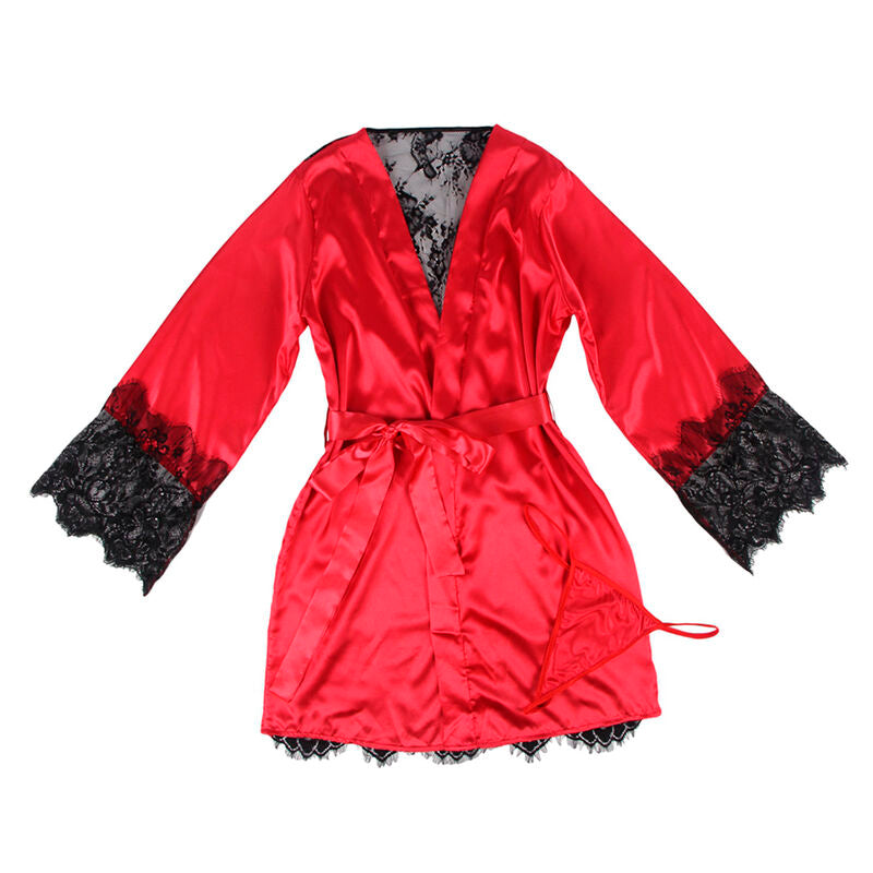 SUBBLIME - 954024 CANOTTIERA CON SCHIENA TRASPARENTE IN PIZZO + PERIZOMA ROSSO/NERO L/XL - SUBBLIME SETS | Lingerie Harness Boutique