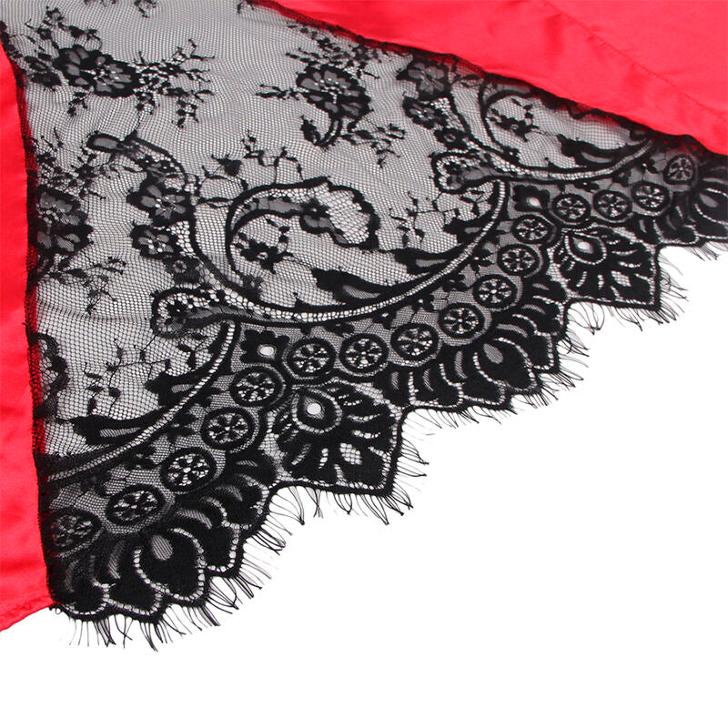 SUBBLIME - 954024 CANOTTIERA CON SCHIENA TRASPARENTE IN PIZZO + PERIZOMA ROSSO/NERO L/XL - SUBBLIME SETS | Lingerie Harness Boutique