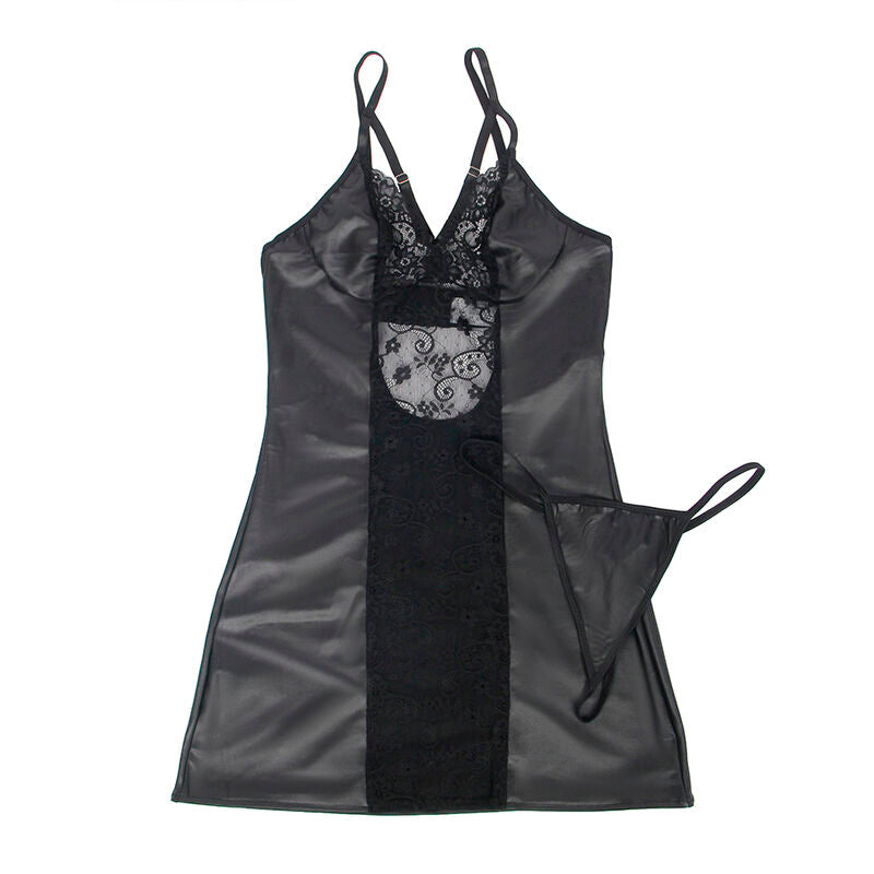 SUBBLIME - 954161 VESTITO + PERIZOMA PELLE NERO S/M - SUBBLIME DRESSES | Lingerie Harness Boutique