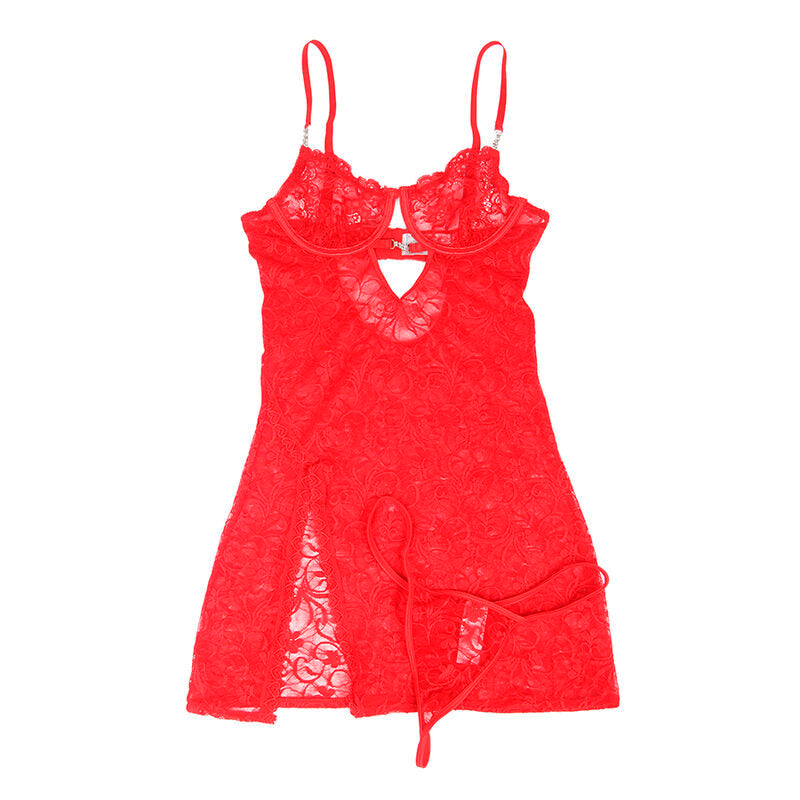 SUBBLIME - 954215 BABYDOLL IN PIZZO CON SPALLINE REGOLABILI ROSSO L/XL - SUBBLIME BABYDOLLS | Lingerie Harness Boutique