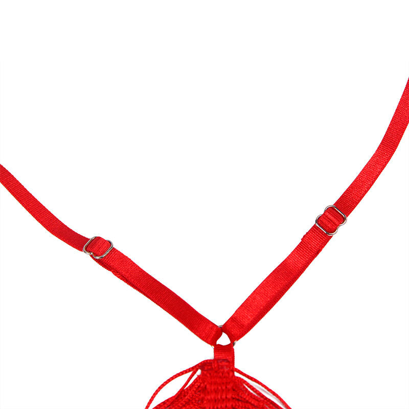 SUBBLIME - 954246 ABITO CON SPALLINE + PERIZOMA ROSSO S/M - SUBBLIME SETS | Lingerie Harness Boutique