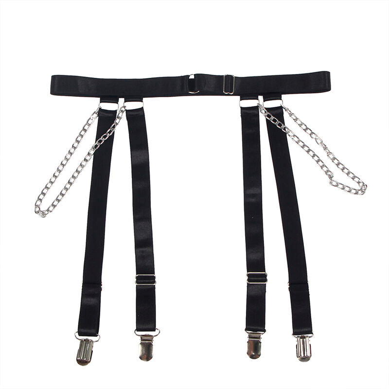 SUBBLIME - 954260 BODY CON CATENE + CINTURA REGGICALZE NERO S/M - SUBBLIME BODIES | Lingerie Harness Boutique