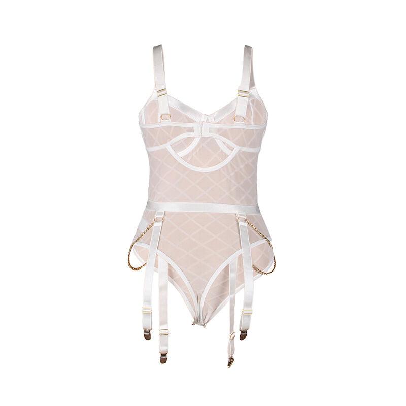 SUBBLIME - 954291 BODY CON CATENE + CINTURA GIACCHE BIANCO L/XL - SUBBLIME BODIES | Lingerie Harness Boutique