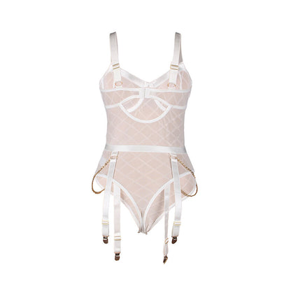 SUBBLIME - 954291 BODY CON CATENE + CINTURA GIACCHE BIANCO L/XL - SUBBLIME BODIES | Lingerie Harness Boutique