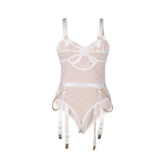 SUBBLIME - 954291 BODY CON CATENE + CINTURA GIACCHE BIANCO L/XL - SUBBLIME BODIES | Lingerie Harness Boutique