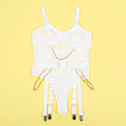 SUBBLIME - 954291 BODY CON CATENE + CINTURA GIACCHE BIANCO L/XL - SUBBLIME BODIES | Lingerie Harness Boutique