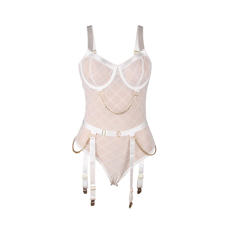 SUBBLIME - 954291 BODY CON CATENE + CINTURA GIACCHE BIANCO L/XL - SUBBLIME BODIES | Lingerie Harness Boutique