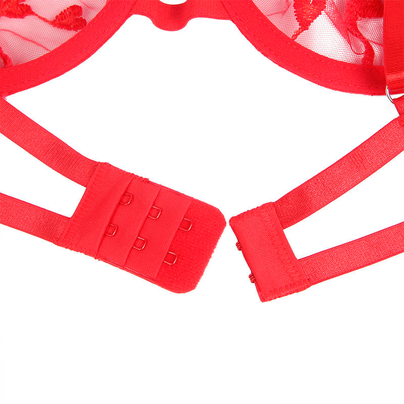 SUBBLIME - 954338 REGGISENO + PERIZOMA + CINTURA CON STAMPA A CUORE ROSSO L/XL - SUBBLIME SETS | Lingerie Harness Boutique