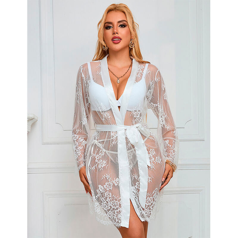 SUBBLIME - 954376 CAMICIA DA NOTTE MANICA LUNGA CON DISEGNO FLOREALE BIANCO L/XL - SUBBLIME BABYDOLLS | Lingerie Harness Boutique